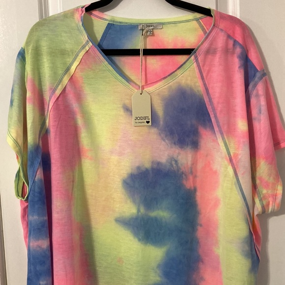 Oversized tie dye v neck top large - Picture 2 of 5